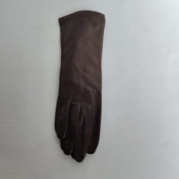 Ladies SZ 6-1/2 Brown Leather Gloves - Picture 2 of 3